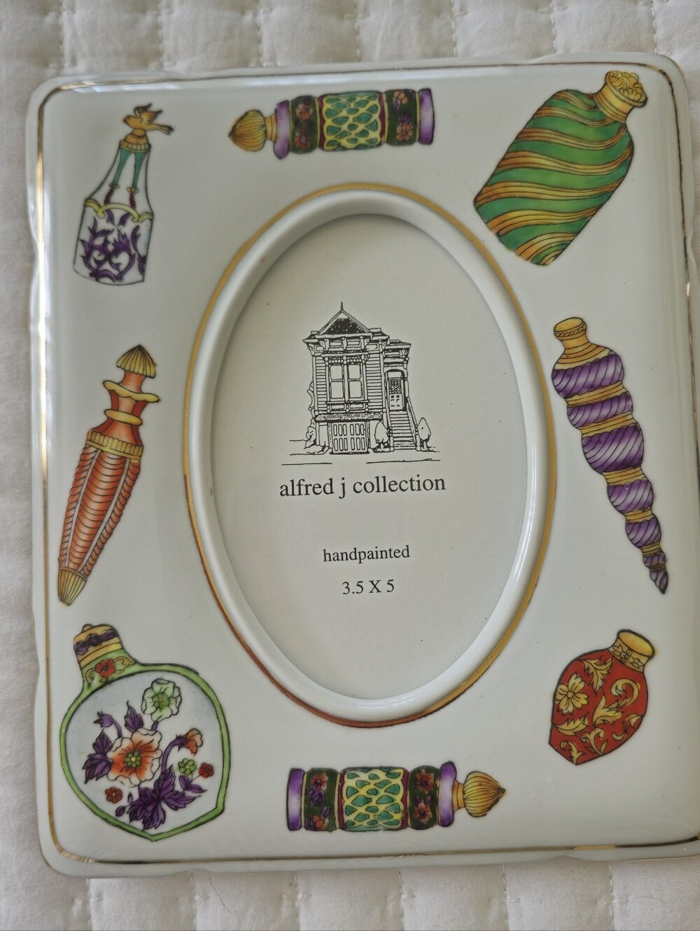HAND PAINTED CERAMIC PICTURE FRAME A J COLLECTION NEW